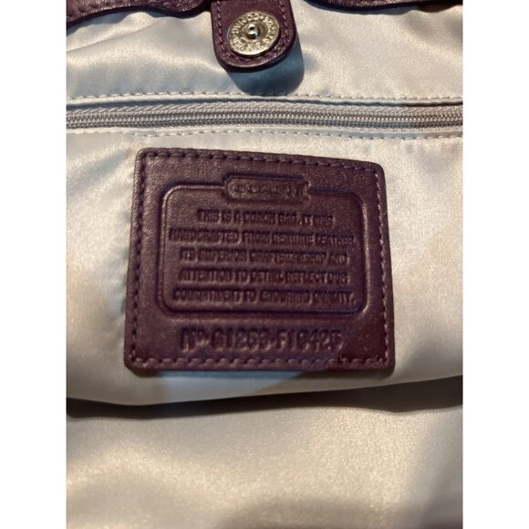 Nice Rare Coach Purse Ashley Gathered Leather Satchel Plum Purple #F19425 - Picture 5 of 12